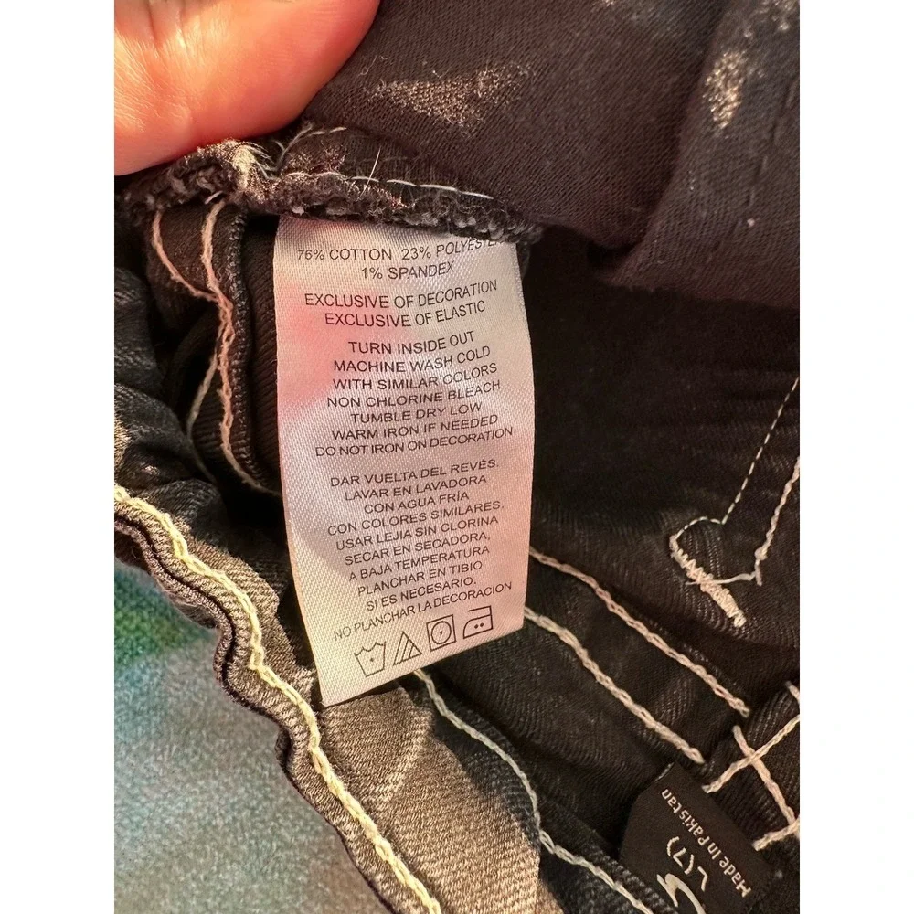 True Religion Black Jeans White Stitching‎ Boys Size 7 Adjustable Waist